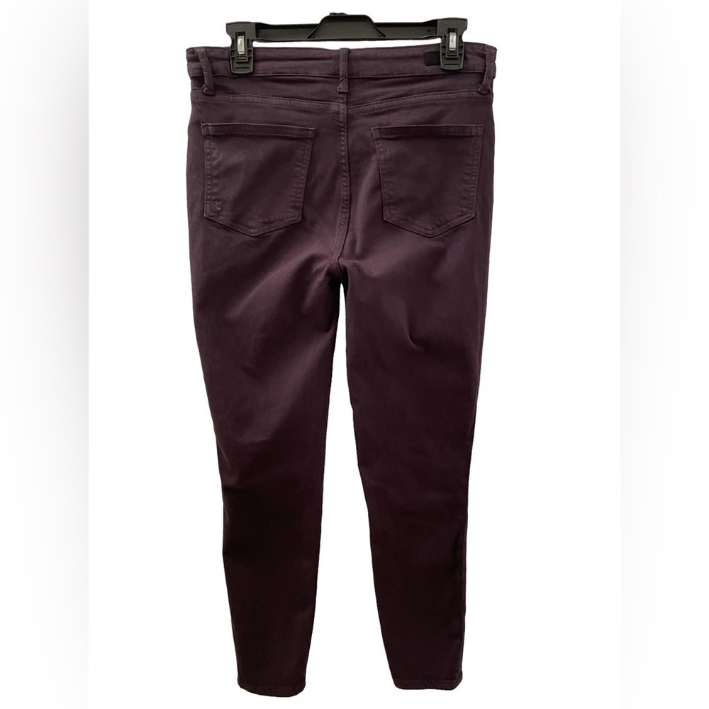 Kut from the Kloth High Rise Skinny Faux Suede Brown Dark Eggplant 5 Pocket Zip